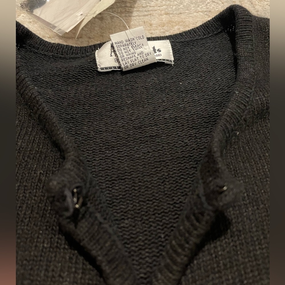 NWTAll Points by Reference Point Silk Blend Black Knit Cardigan Sweater Sz Med - Picture 5 of 11